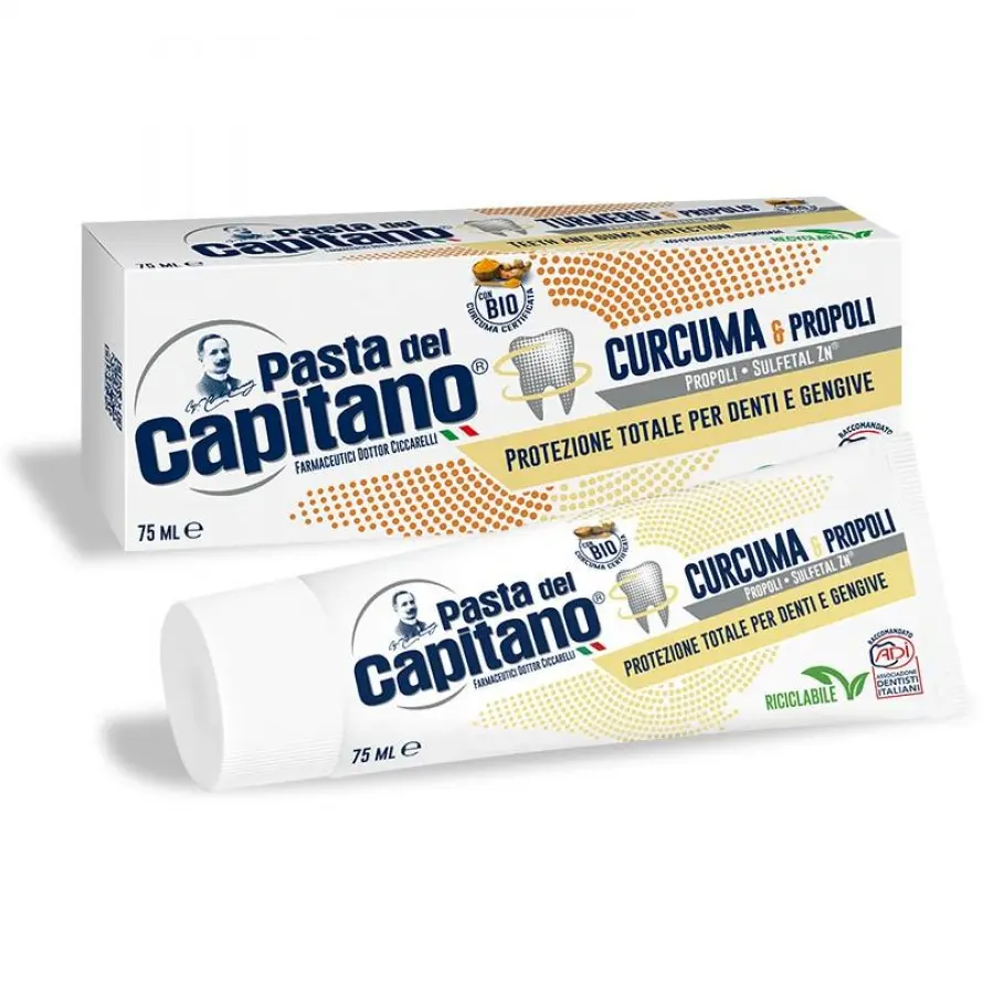 Зубна паста для щоденного догляду Pasta del Capitano Toothpaste Turmeric & Propolis куркума та прополіс 75 мл