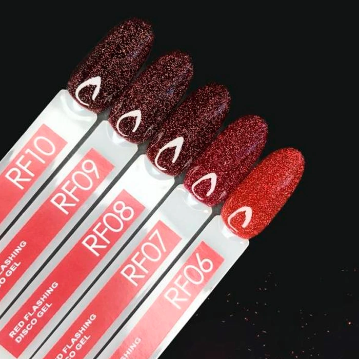 Гель-лак MOON FULL Disco Gel Red Flashing №FD09 бордовий, світловідбиваючий 8 мл