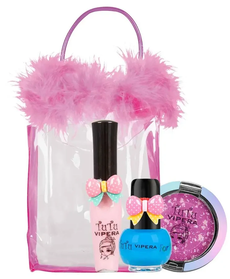 Дитячий набір в косметичці №08 Vipera TuTu Mix Set №08 Блиск для губ 03, Лак для нігтів 04, Румяна 03