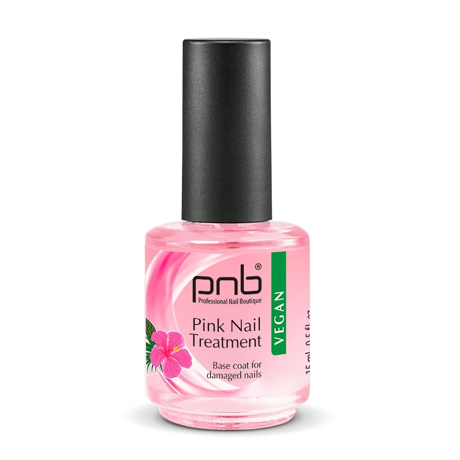 Засіб для догляду та захисту PNB Pink Nail Treatment з блискітками 15 мл