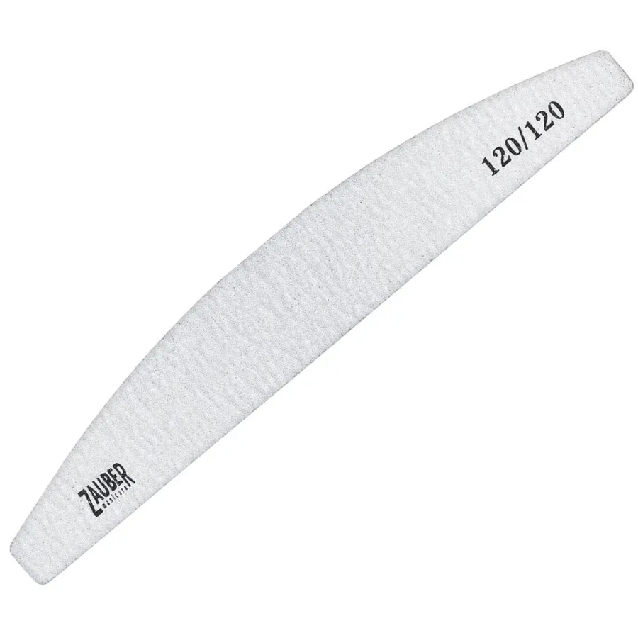 Пилка для штучних нігтів Zauber Nail File Half Grey 03-011 120/120 грит сіра, півмісяць