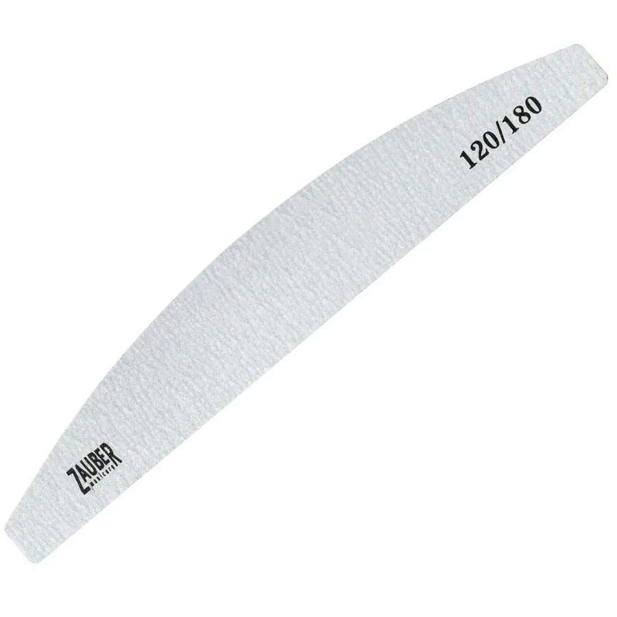 Пилка для штучних нігтів Zauber Nail File Half Grey 03-011 120/180 грит сіра, півмісяць