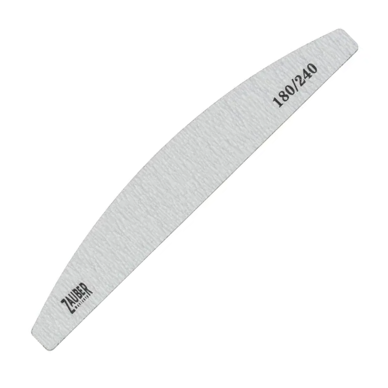 Пилка для натуральних нігтів Zauber Nail File Half Grey 03-011 180/240 грит сіра, півмісяць