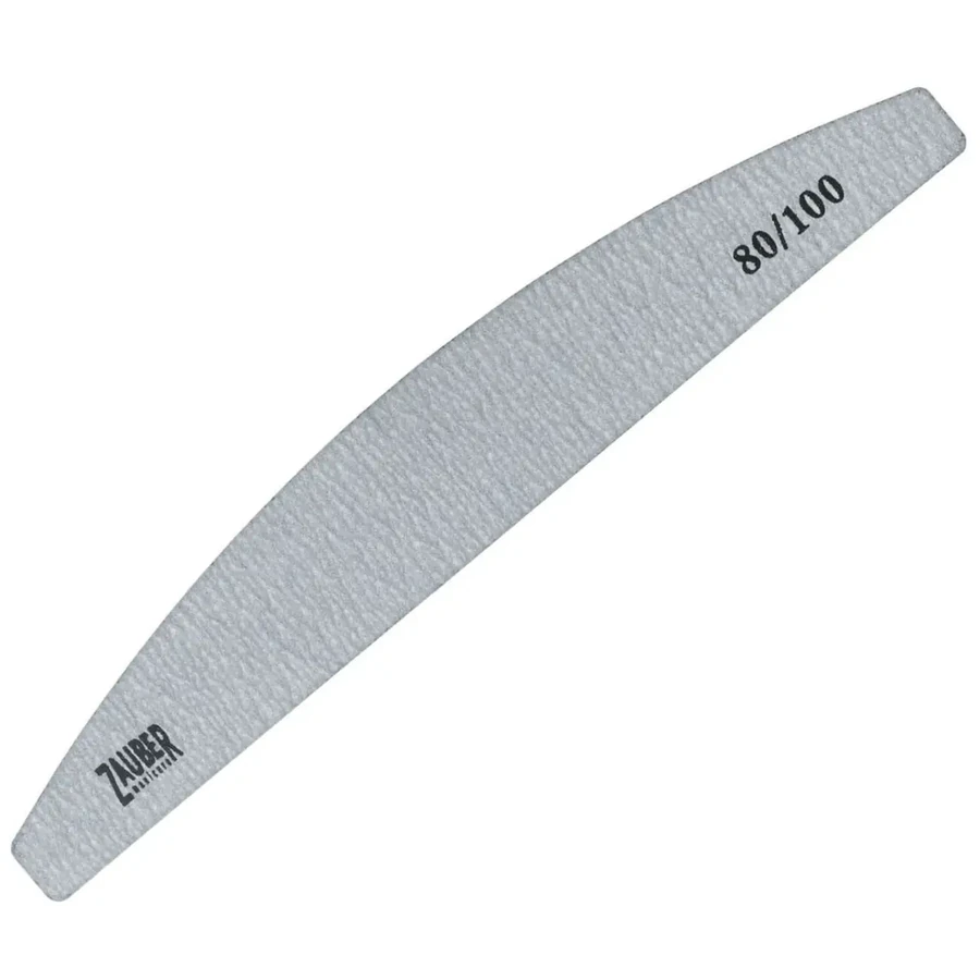 Пилка для штучних нігтів Zauber Nail File Half Grey 03-011 80/100 грит сіра, півмісяць