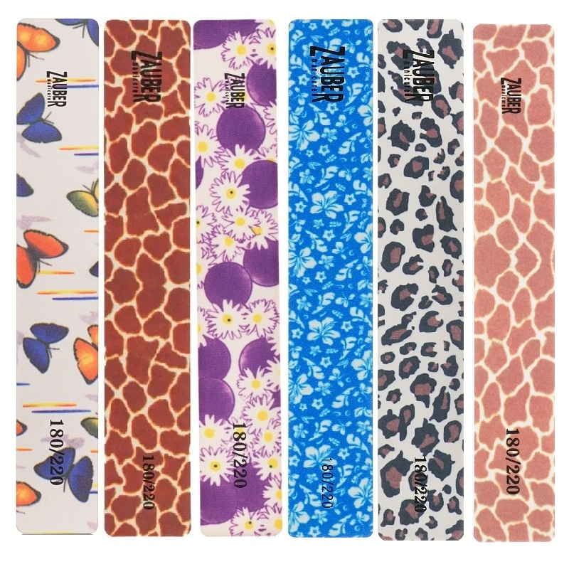Пилка для натуральних нігтів із принтом 1 шт Zauber Nail File Square Printed 03-015 180/220 грит в асортименті