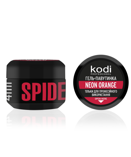 Гель-павутинка для дизайну нігтів Kodi Spider Gel Neon Orange помаранчевий, неоновий 4 мл