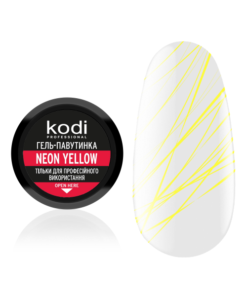 Гель-павутинка для дизайну нігтів Kodi Spider Gel Neon Yellow лимонний, неоновий 4 мл