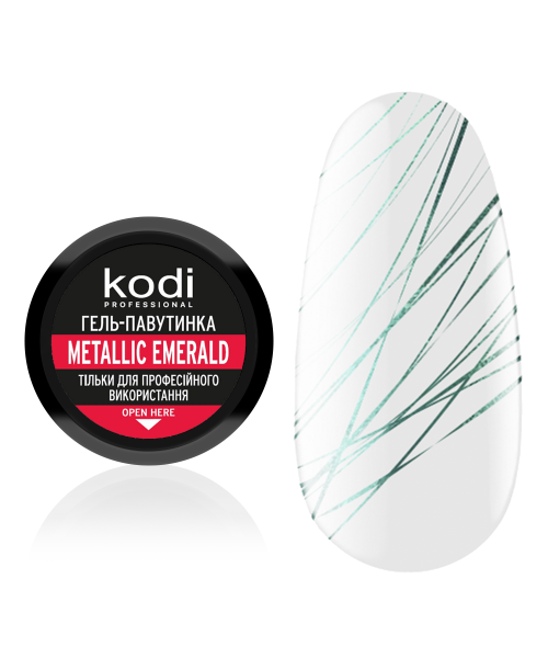 Гель-павутинка для дизайну нігтів Kodi Spider Gel Metallic Emerald смарагдовий, металізований 4 мл