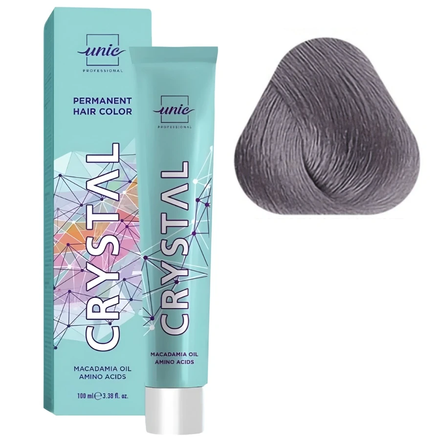 Крем-фарба для волосся Unic Crystal Ash Violet 8/16 Macadamia Oil Amino Acid Світло-Русий Попелясто-Фіолетовий 100 мл