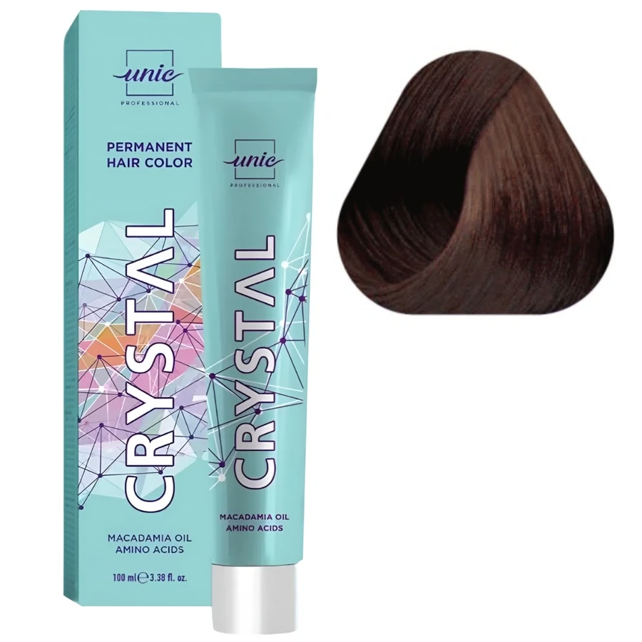 Крем-фарба для волосся Unic Crystal Brown 6/76 Macadamia Oil Amino Acid Темно-Русий Коричнево-Фіолетовий 100 мл