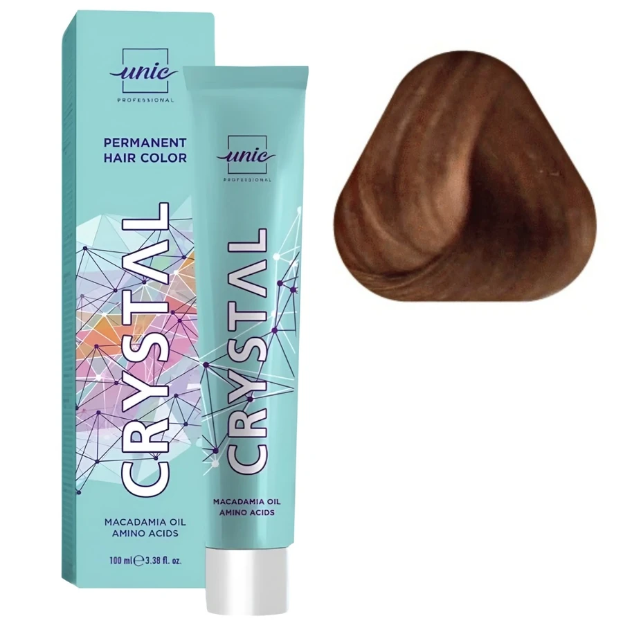 Крем-фарба для волосся Unic Crystal Brown 8/76 Macadamia Oil Amino Acid Світло-Русий Коричнево-Фіолетовий 100 мл
