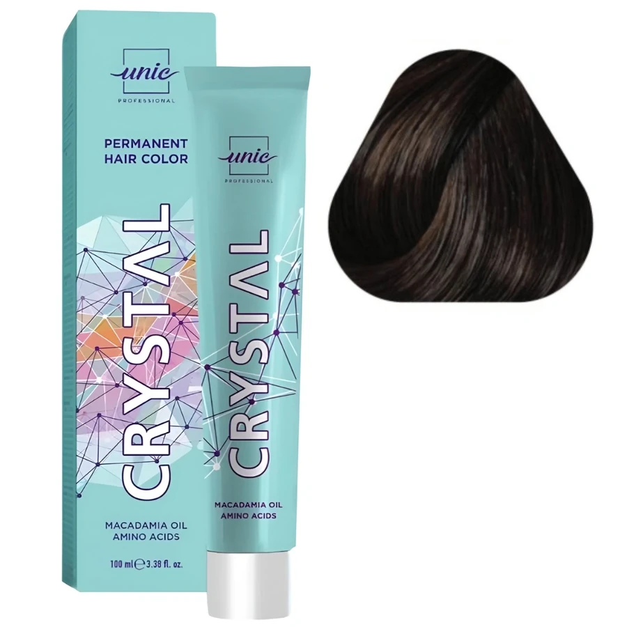 Крем-фарба для волосся Unic Crystal Intense Natural 5/00 Macadamia Oil Amino Acid Світлий Шатен для сивини 100 мл