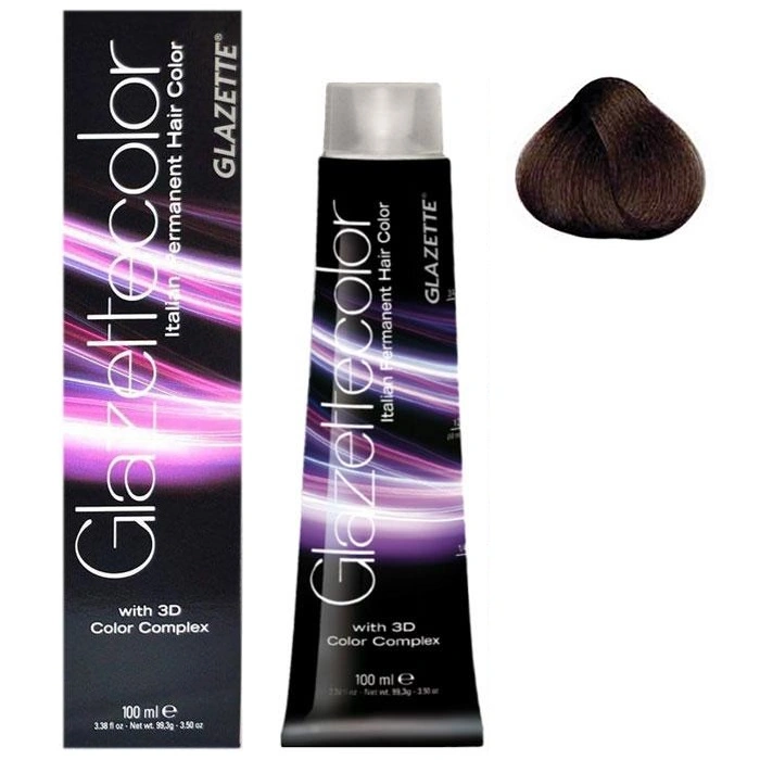 Фарба-догляд Glazette Permanent Hair Color Ash 6C темно-попелястий блонд 100 мл