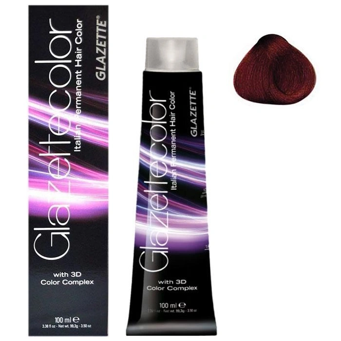 Фарба-догляд Glazette Permanent Hair Color Flaming Reds 5RI інтенсивний червоний світло-коричневий 100 мл