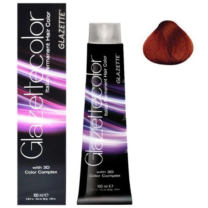 Фарба-догляд Glazette Permanent Hair Color Flaming Reds 6RI інтенсивно-червоний темно-русий 100 мл