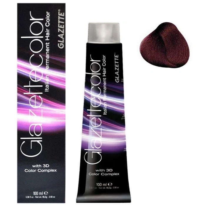 Фарба-догляд Glazette Permanent Hair Color Mahogany 5М червоне дерево світло-коричневий 100 мл