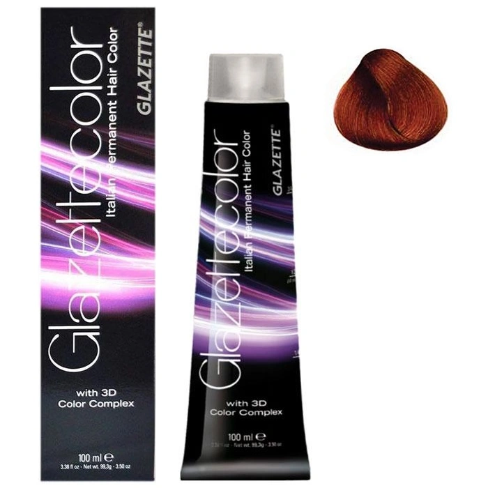 Фарба-догляд Glazette Permanent Hair Color Flaming Reds 7RR мідно-червоний середньо-русий 100 мл