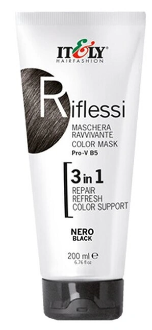 Тонуюча маска для волосся ITELY HAIRFASHION Riflessi Color Mask 3 в 1 Nero чорний 200 мл