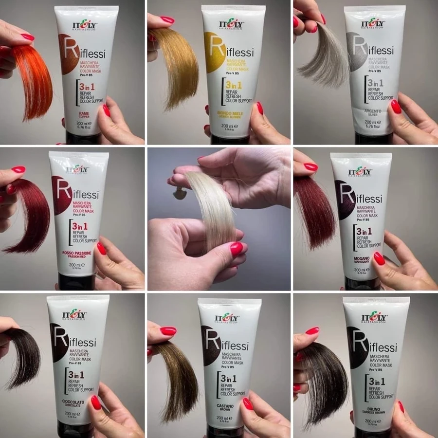 Тонуюча маска для волосся ITELY HAIRFASHION Riflessi Color Mask 3 в 1 Nero чорний 200 мл