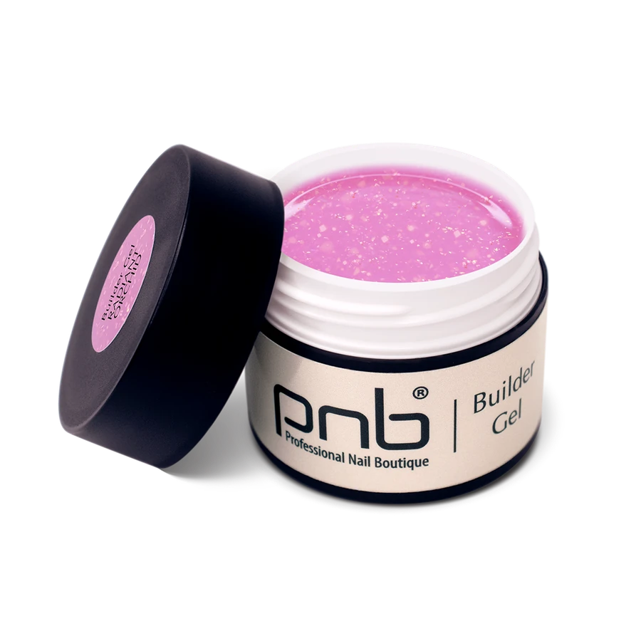 Гель моделюючий "Промениста орхідея" PNB Builder Gel Radiant Orchid насичений рожевий, з пластівцями юкі 15 мл