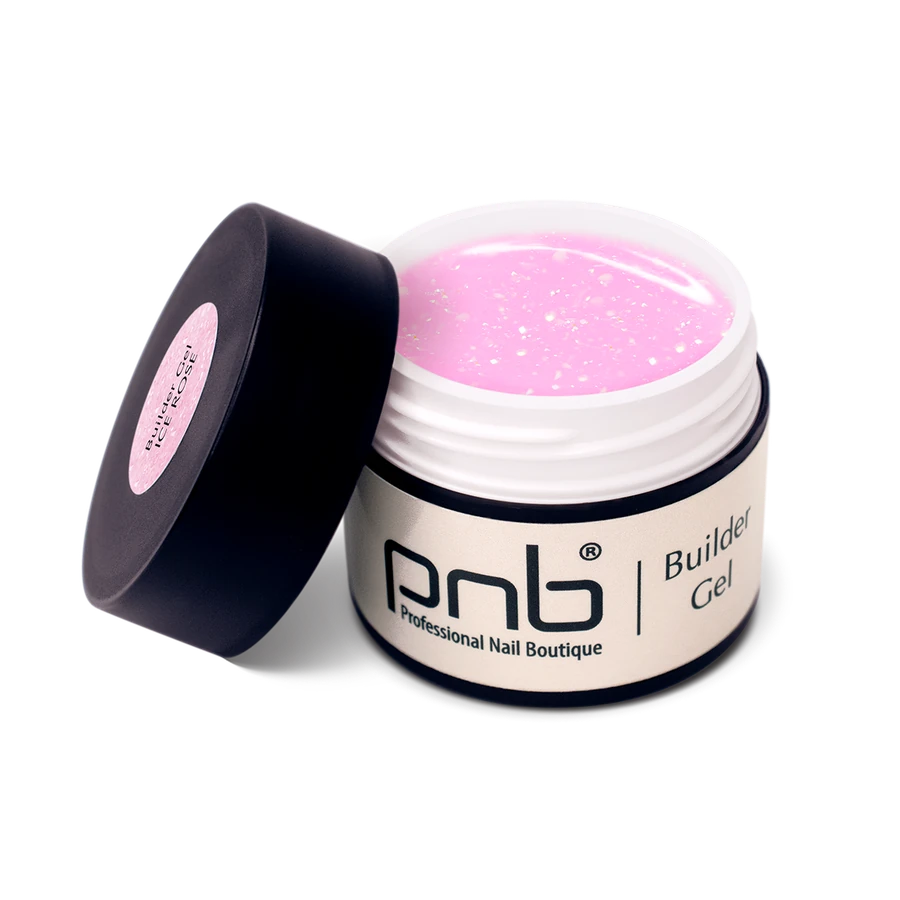 Гель моделюючий "Крижана троянда" PNB Builder Gel Ice Rose світло-рожевий, з пластівцями юкі 15 мл