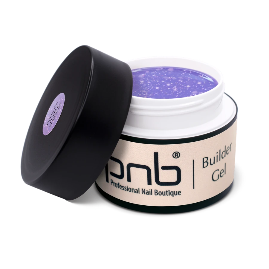 Гель моделюючий "Пурпуровий зоряний пил" PNB Builder Gel Purple Stardust фіолетовий, з пластівцями юкі 50 мл