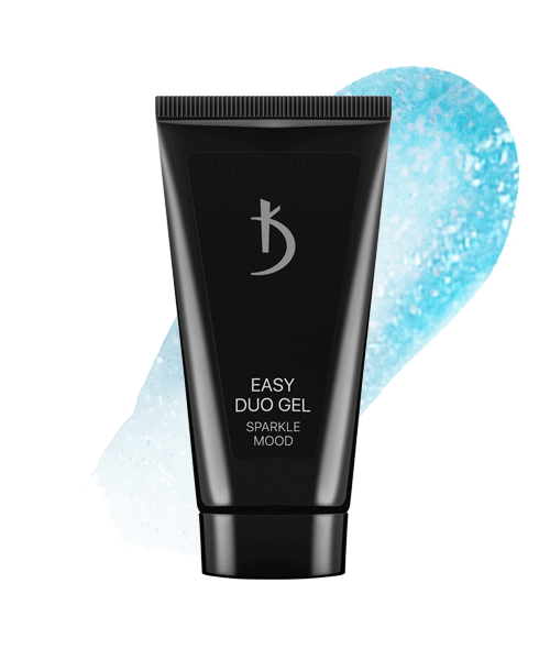 Акрил-гель Kodi Easy Duo Gel №10 Sparkle Mood блакитний з голографічним сяйвом 30 г