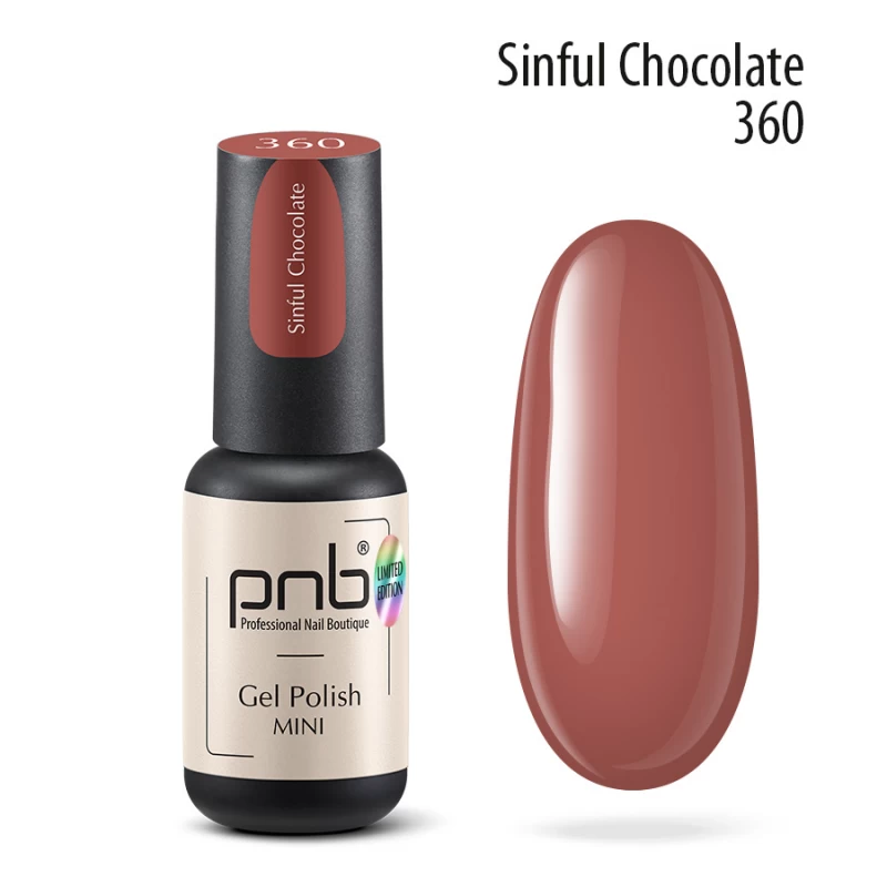 Гель-лак PNB Mini №360 Sinful Chocolate гарячий шоколад 4 мл