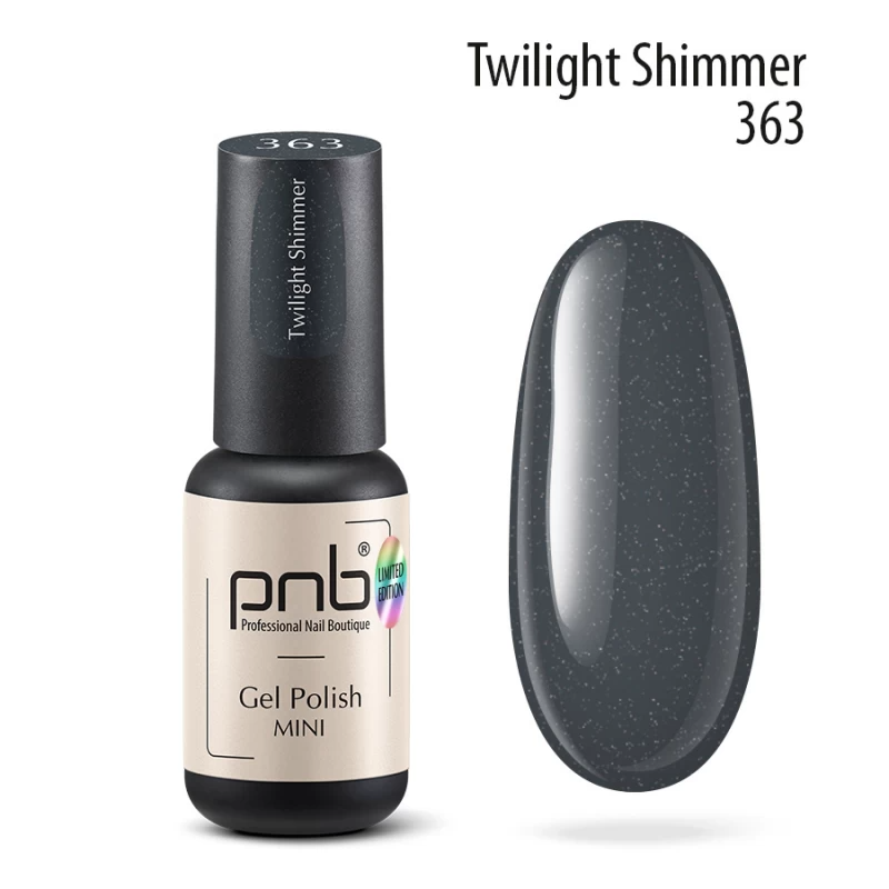 Гель-лак PNB Mini №363 Twilight Shimmer темно-сірий з блискітками 4 мл