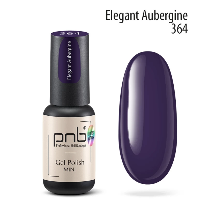 Гель-лак PNB Mini №364 Elegant Aubergine баклажановий, емаль 4 мл