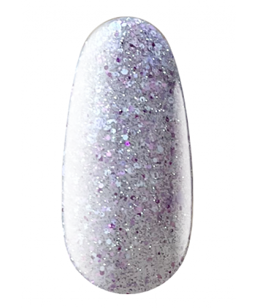 Кольорова база для гель-лаку Kodi Color Base Crystal Drops 04 прозора світловідбиваюча срібно-рожева, з фіолетовими, білими та рожевими пластівцями 7 мл