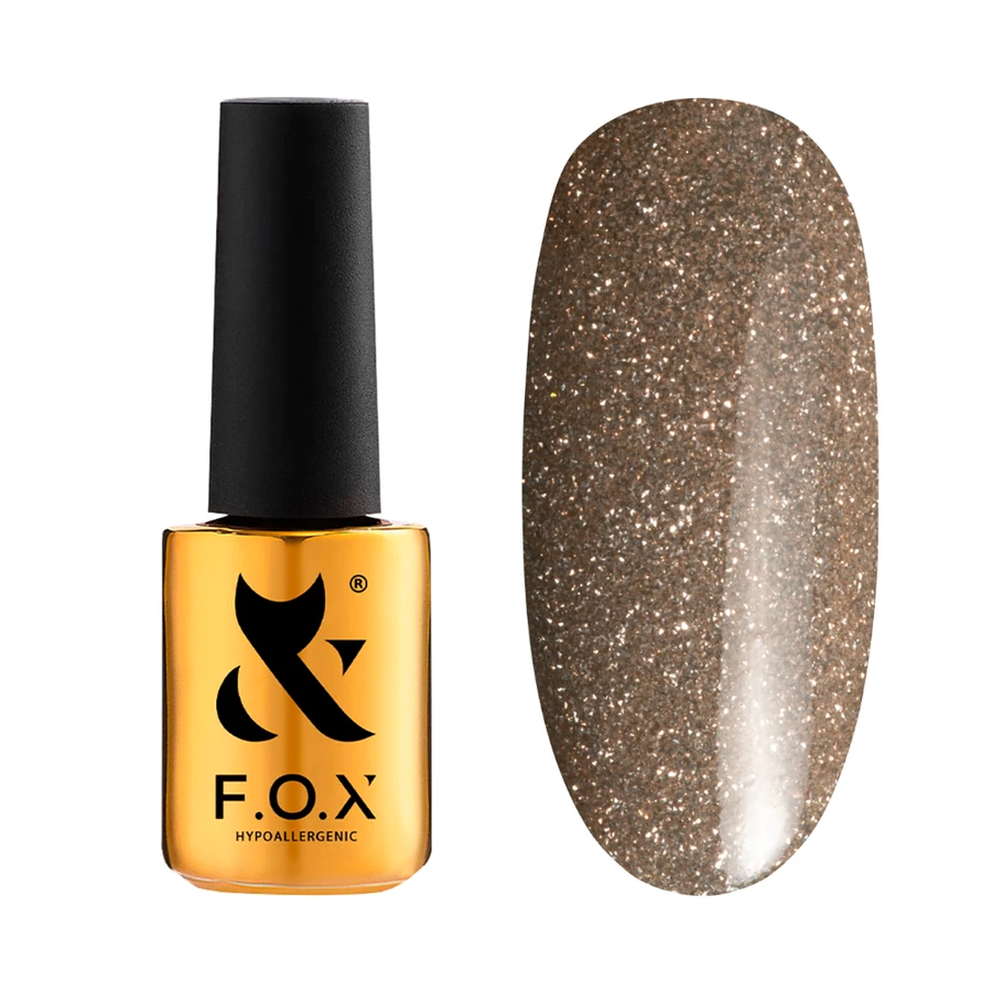 Гель-лак FOX Sparkle 003 золотисто-бежевий, зі світловідбиваючими блискітками 7 мл