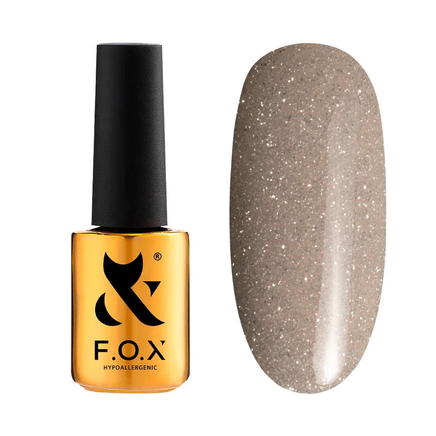 Гель-лак FOX Sparkle 004 бежевий, зі світловідбиваючими блискітками 7 мл