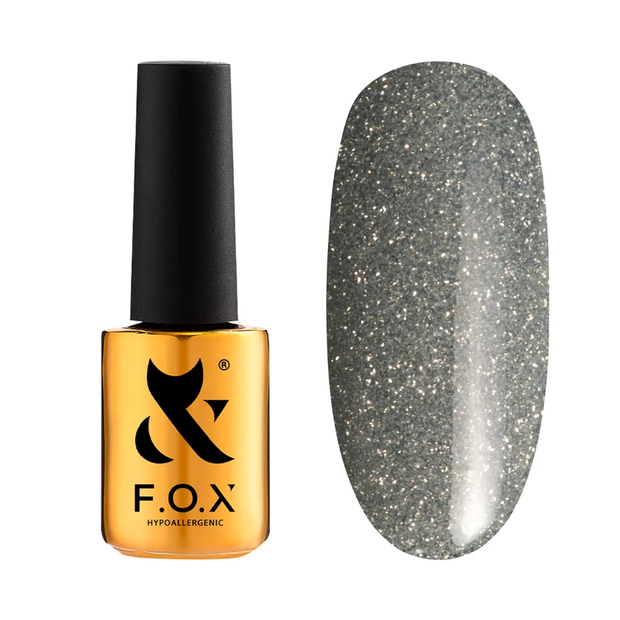 Гель-лак FOX Sparkle 005 сірий, зі світловідбиваючими блискітками 7 мл
