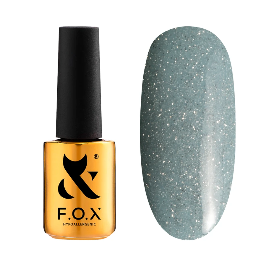 Гель-лак FOX Sparkle 007 блакитний, зі світловідбиваючими блискітками 7 мл