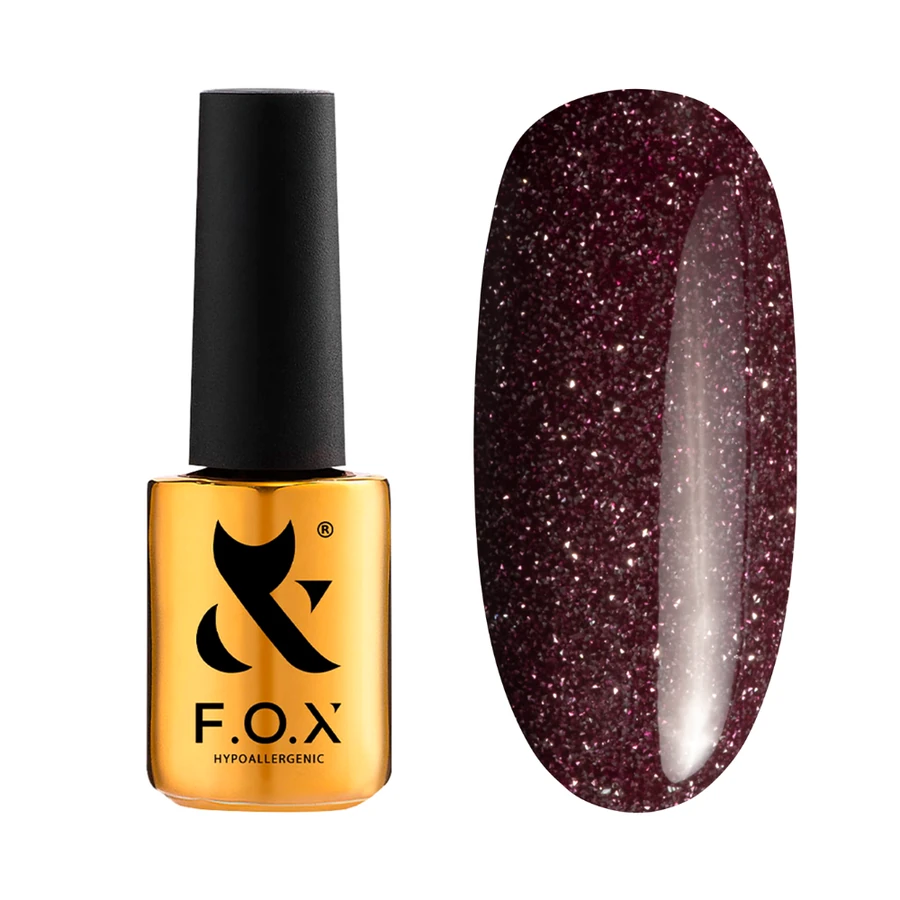 Гель-лак FOX Sparkle 009 сливовий, зі світловідбиваючими блискітками 7 мл