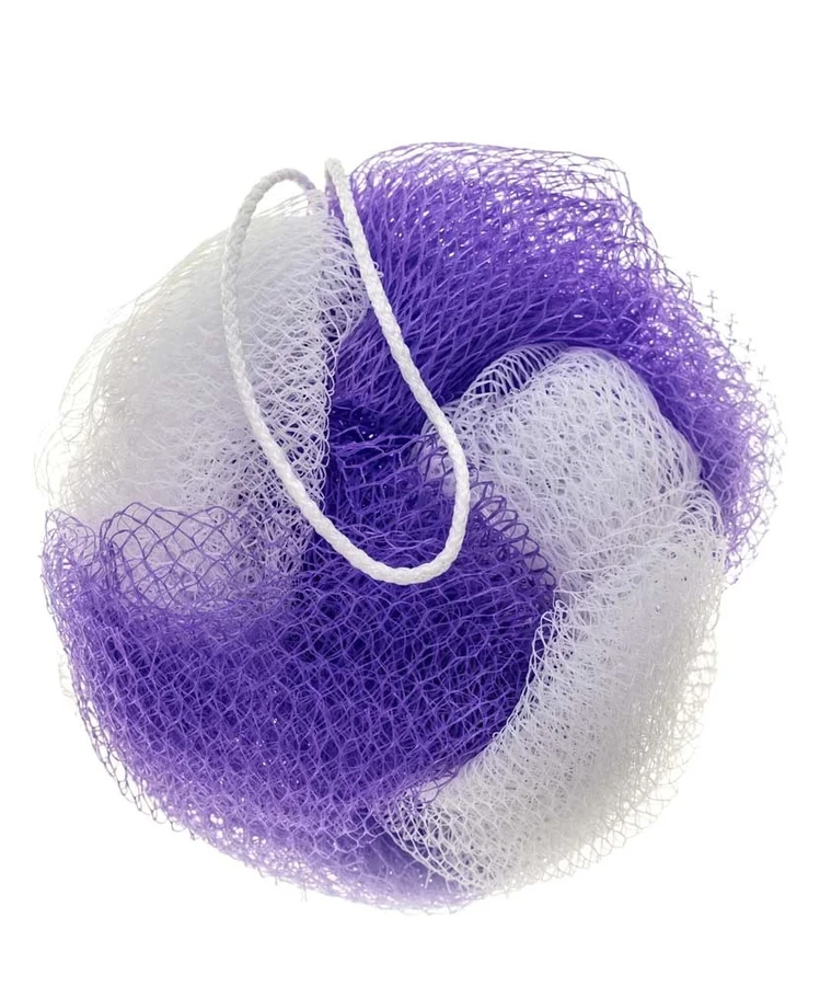 Мочалка для душу "Кольорове Колесо" Гарні речі Shower Sponge White-Purple біло-фіолетова