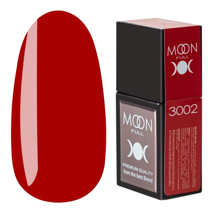 Кольорова база для гель-лаку MOON FULL Amazing Color Base №3002 червоний, емаль 12 мл