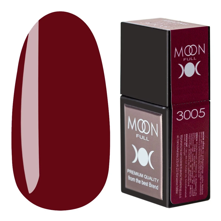 Кольорова база для гель-лаку MOON FULL Amazing Color Base №3005 темно-червоний, емаль 12 мл