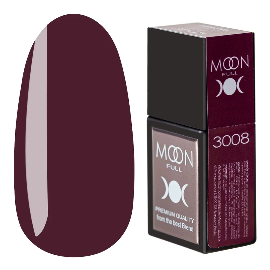 Кольорова база для гель-лаку MOON FULL Amazing Color Base №3008 бордовий, емаль 12 мл