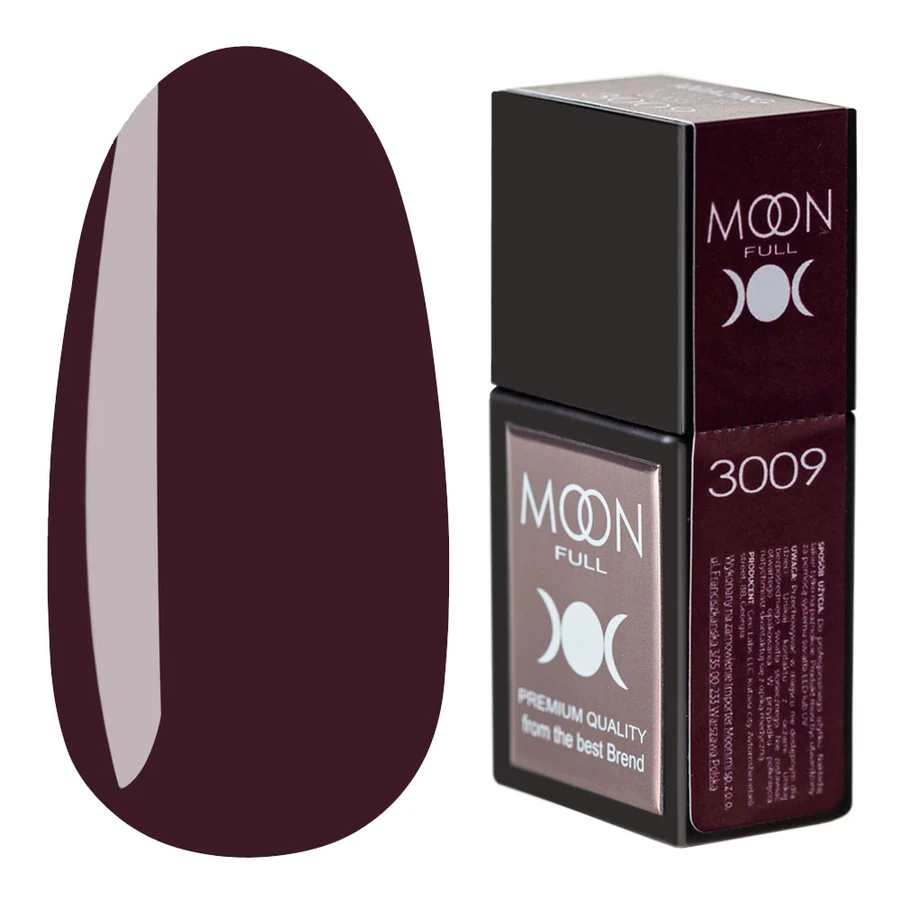 Кольорова база для гель-лаку MOON FULL Amazing Color Base №3009 баклажановий, емаль 12 мл