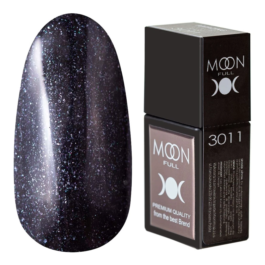 Кольорова база для гель-лаку MOON FULL Amazing Color Base №3011 чорний, з шиммером 12 мл