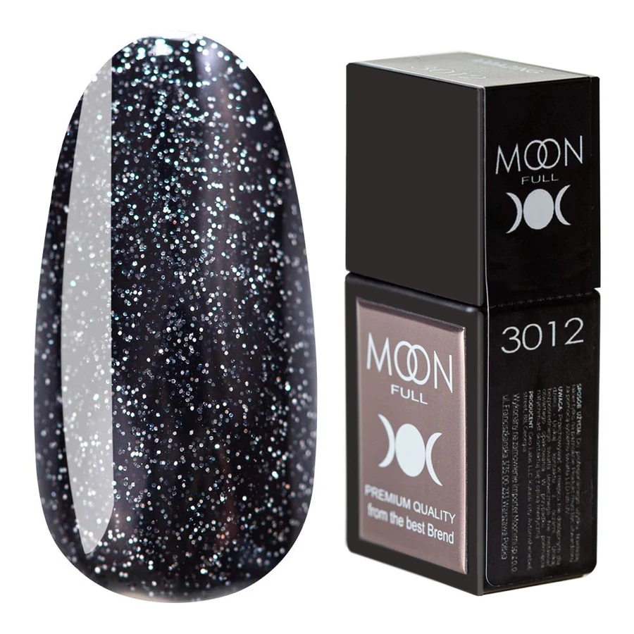 Кольорова база для гель-лаку MOON FULL Amazing Color Base №3012 чорний, з блискітками 12 мл