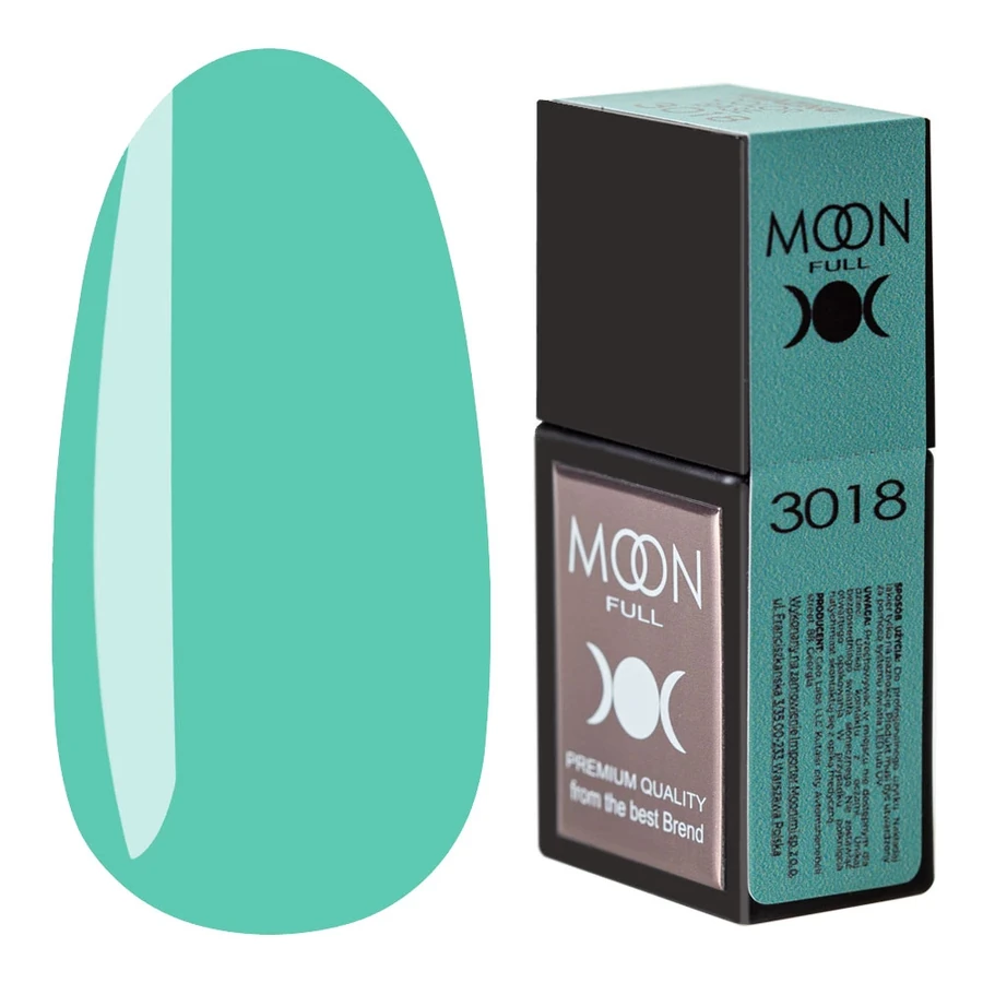 Кольорова база для гель-лаку MOON FULL Amazing Color Base №3018 бірюзовий, емаль 12 мл