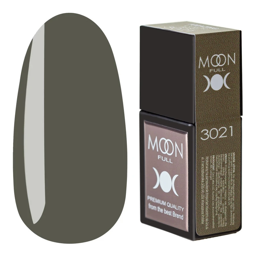 Кольорова база для гель-лаку MOON FULL Amazing Color Base №3021 сіро-зелений, емаль 12 мл