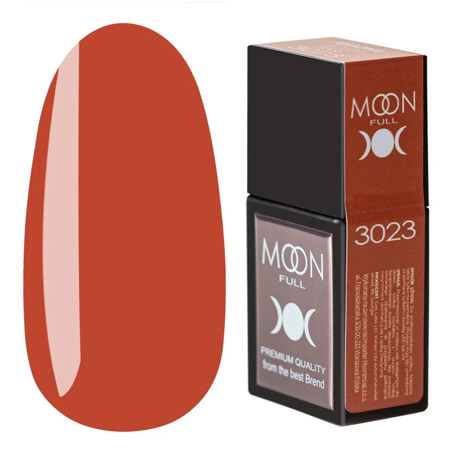 Кольорова база для гель-лаку MOON FULL Amazing Color Base №3023 коралово-помаранчевий, емаль 12 мл