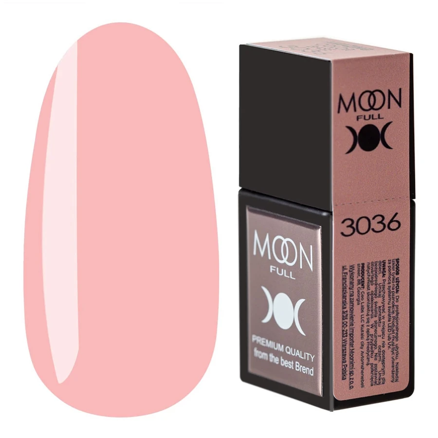 Кольорова база для гель-лаку MOON FULL Amazing Color Base №3036 світлий рожевич, емаль 12 мл