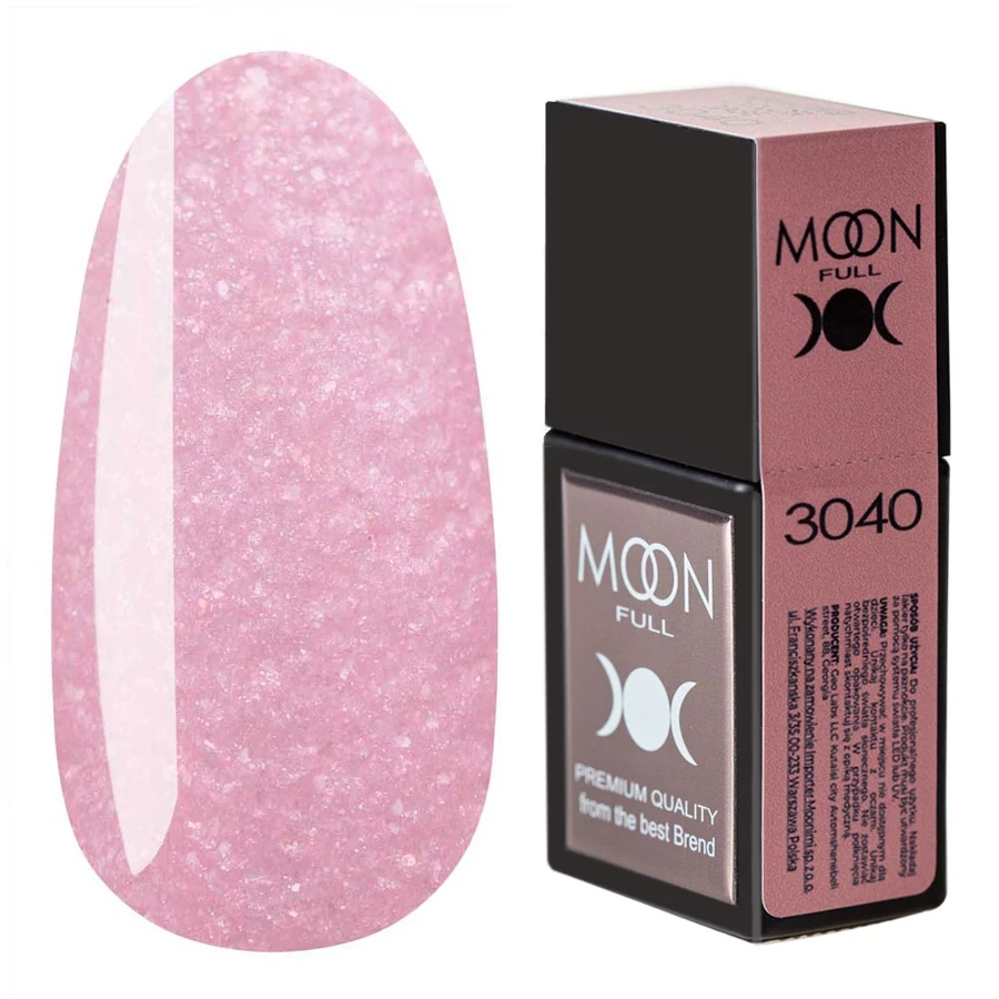 Кольорова база для гель-лаку MOON FULL Amazing Color Base №3040 світлий рожевий, з блискітками 12 мл