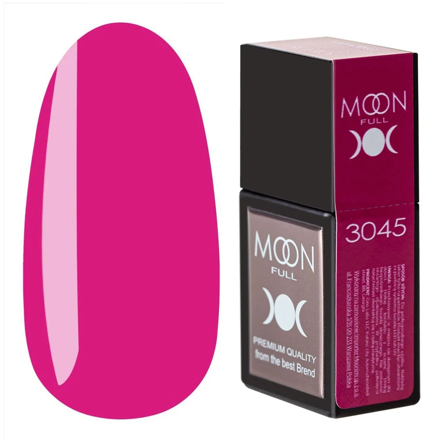 Кольорова база для гель-лаку MOON FULL Amazing Color Base №3045 яскравий рожевий, емаль 12 мл