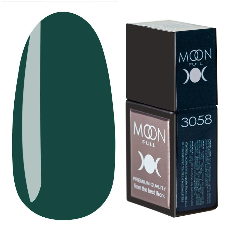 Кольорова база для гель-лаку MOON FULL Amazing Color Base №3058 зелений, емаль 12 мл